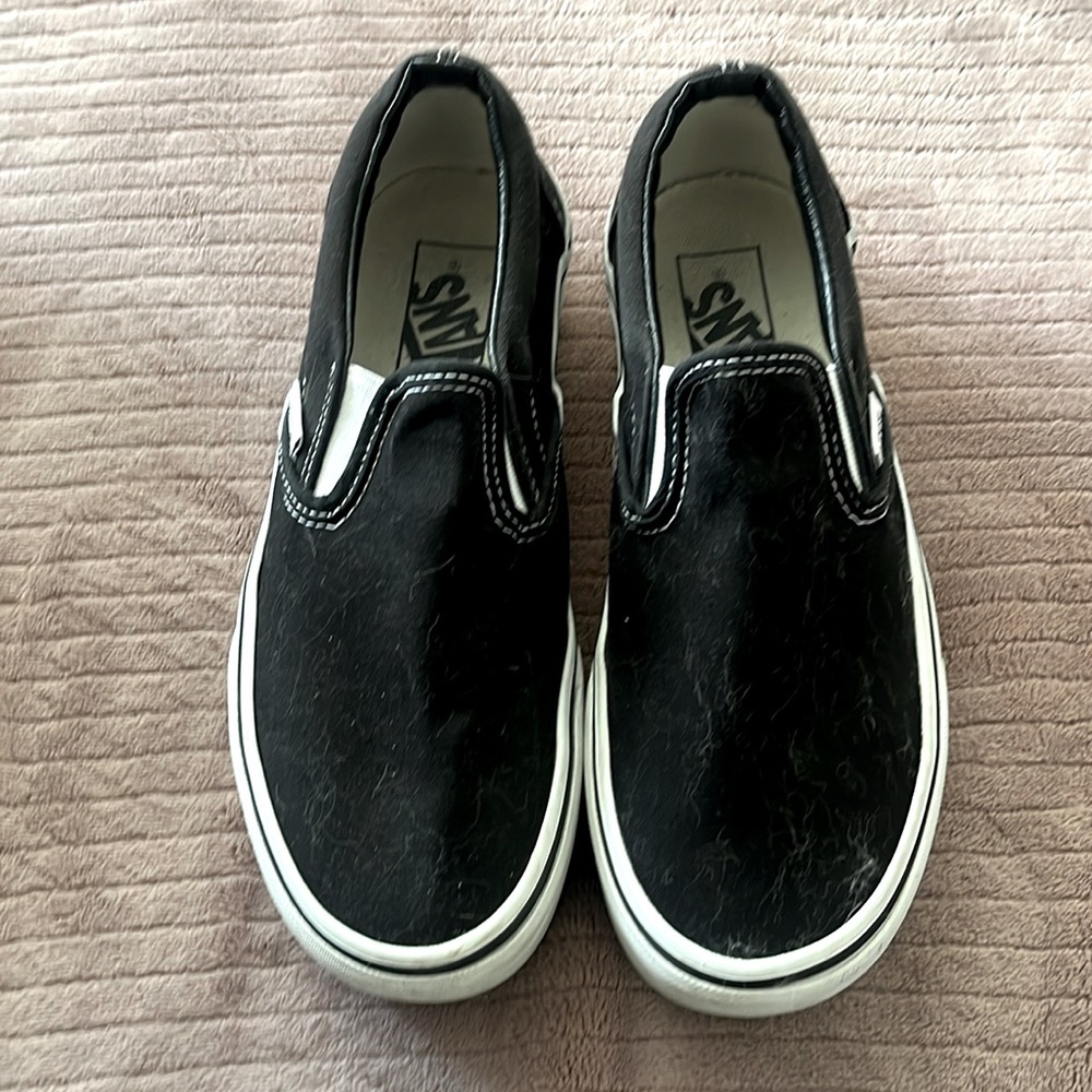 Platform black slip on vans